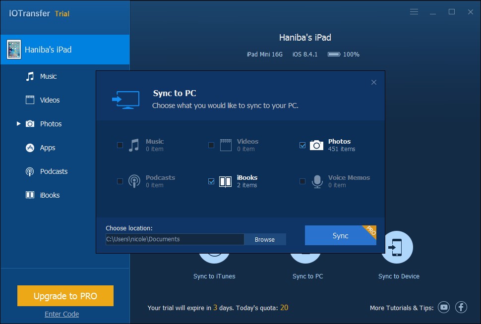 Скриншот 2 программы IOTransfer