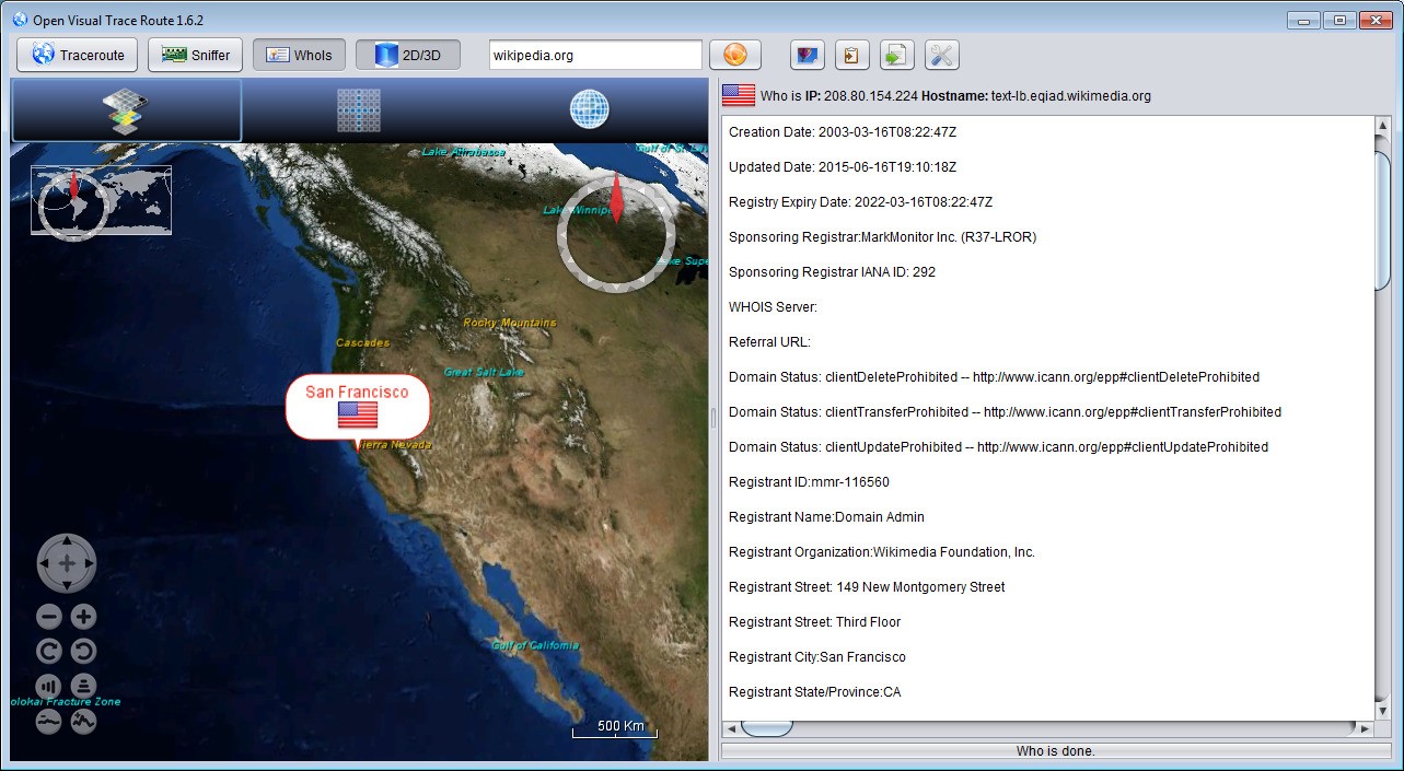 Скриншот 5 программы Open Visual Traceroute