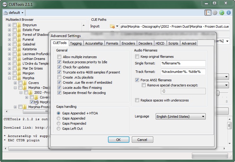 Скриншот 3 программы CUETools