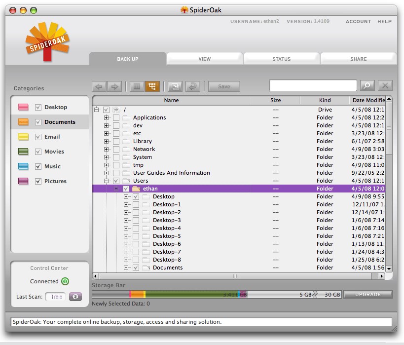 Скриншот 4 программы SpiderOak