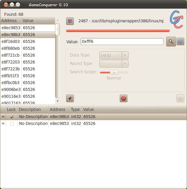Скриншот 2 программы scanmem & GameConqueror