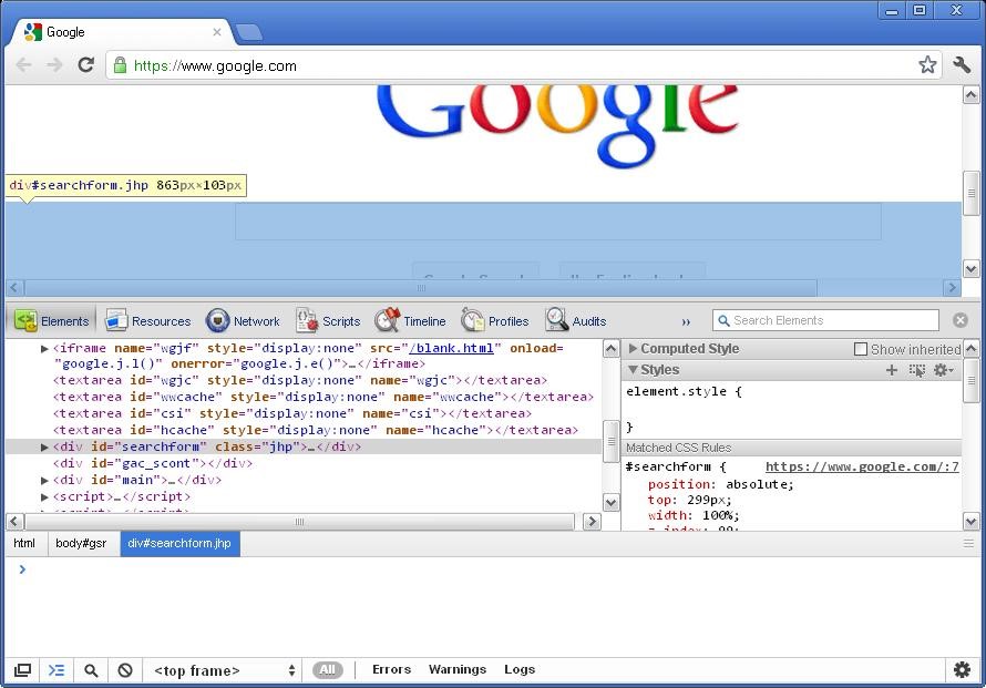 Скриншот 2 программы Google Chrome Developer Tools