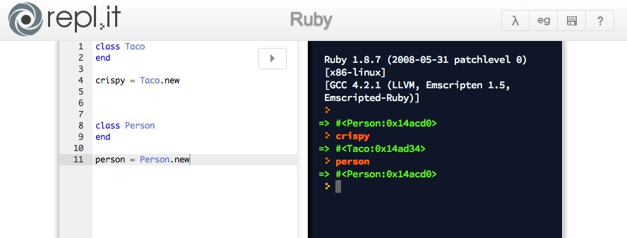 Скриншот 1 программы repl.it