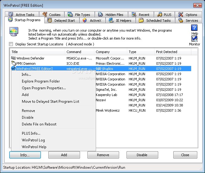 Скриншот 3 программы Winpatrol