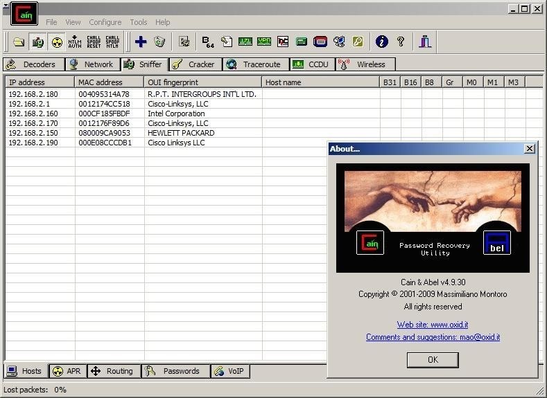 Скриншот 4 программы Cain & Abel