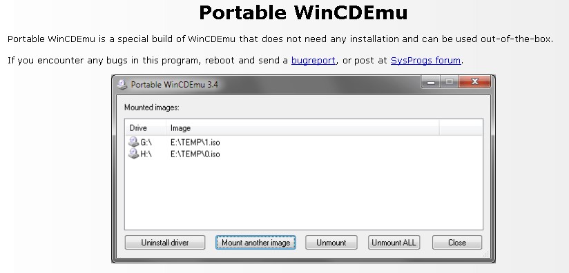 Скриншот 2 программы WinCDEmu