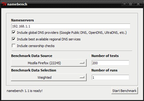 Скриншот 1 программы namebench
