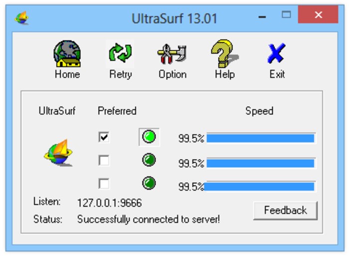 Скриншот 1 программы UltraSurf