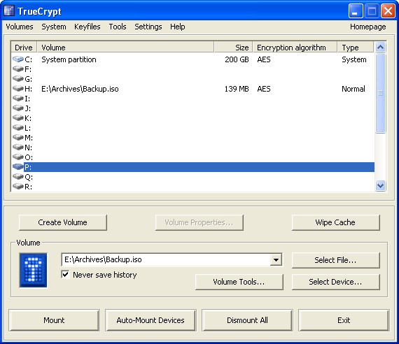 Скриншот 2 программы TrueCrypt