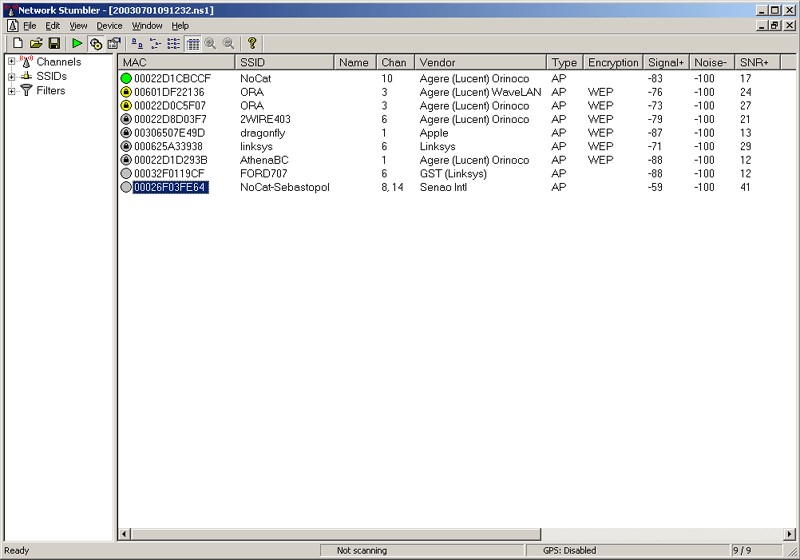 Скриншот 3 программы NetStumbler