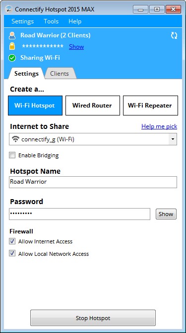Скриншот 4 программы Connectify Hotspot