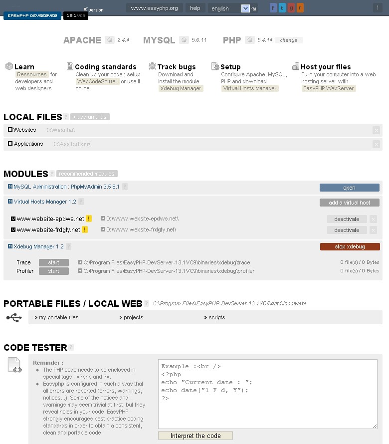 Скриншот 2 программы EasyPHP