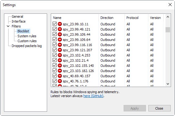 Скриншот 2 программы simplewall