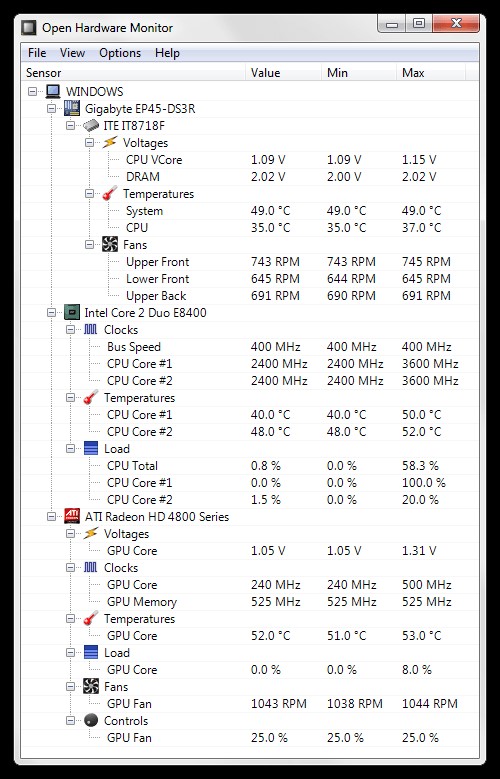 Скриншот 2 программы Open Hardware Monitor