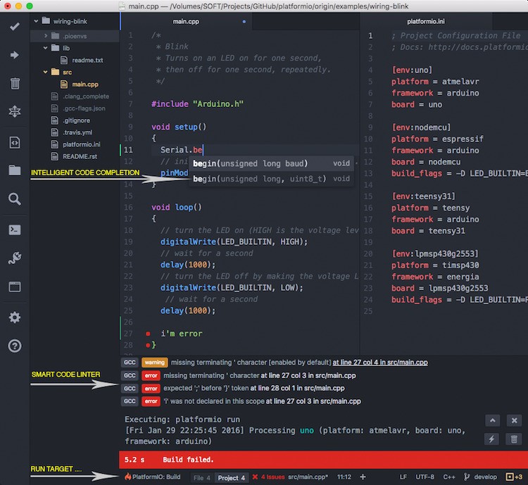 Скриншот 2 программы PlatformIO IDE