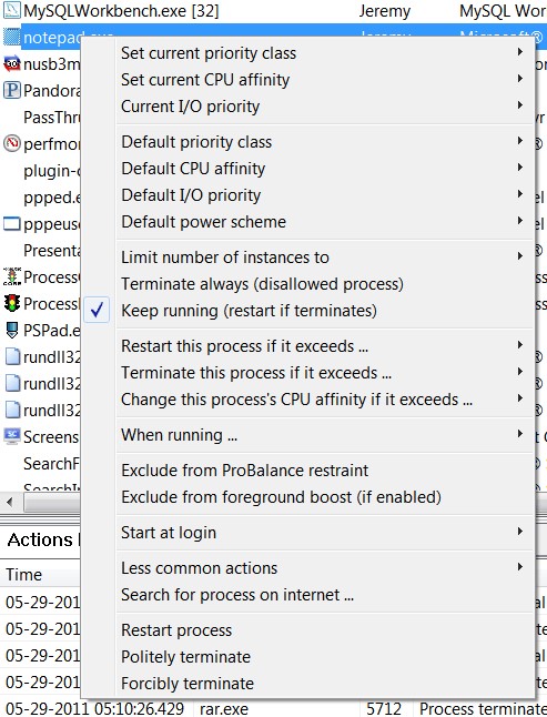 Скриншот 6 программы Process Lasso