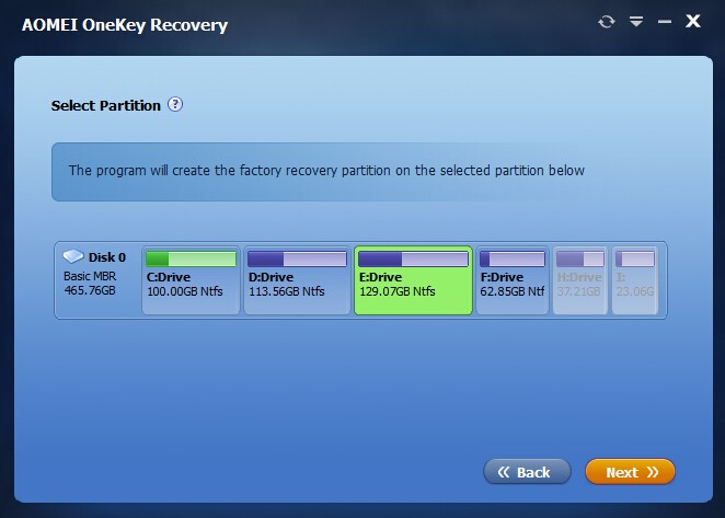 Скриншот 5 программы AOMEI OneKey Recovery