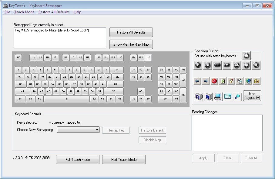 Скриншот 2 программы KeyTweak